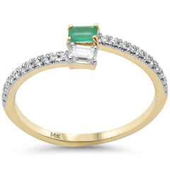 SPECIAL!.36ct G SI 14K Yellow Gold Diamond & Emerald Gemstone Wrap Around Band Ring Size 6.5