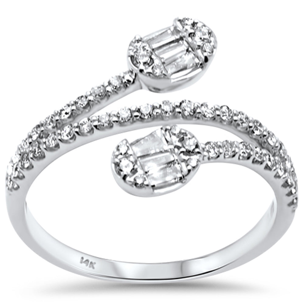 SPECIAL! .50ct G SI 14K White Gold Round & Baguette Diamond Wrap Around Band Ring Size 6.5