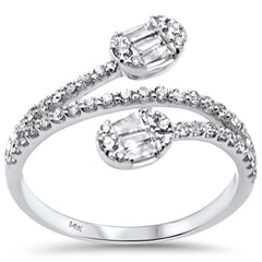 SPECIAL! .50ct G SI 14K White Gold Round & Baguette Diamond Wrap Around Band Ring Size 6.5