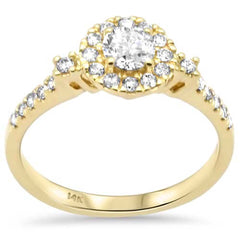 SPECIAL! .68ct G SI 14K Yellow Gold Diamond Halo Engagement Ring Size 6.5