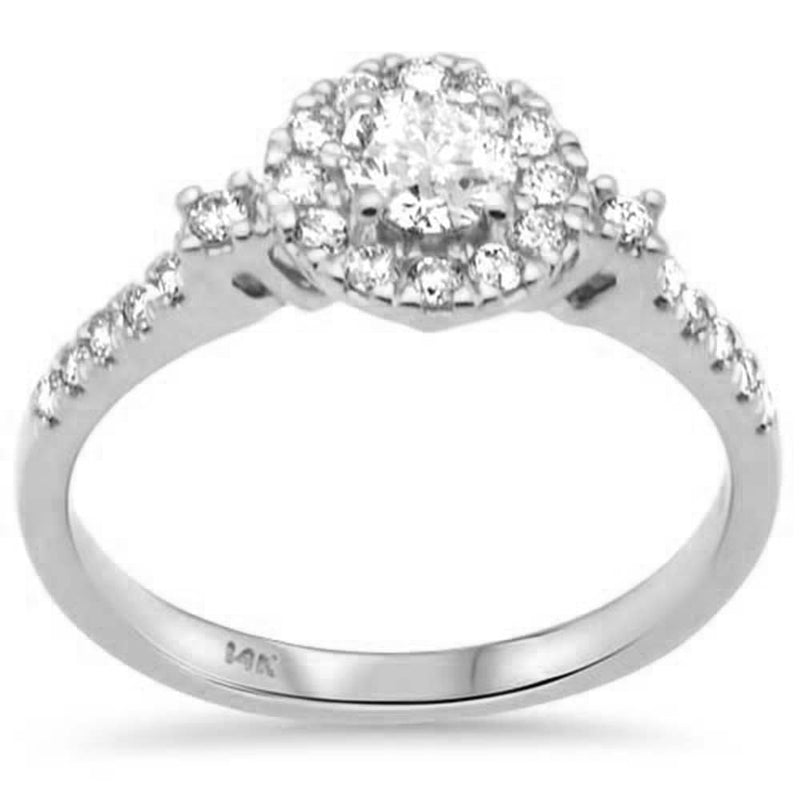SPECIAL! .68ct G SI 14K White Gold Diamond Halo Engagement Ring Size 6.5