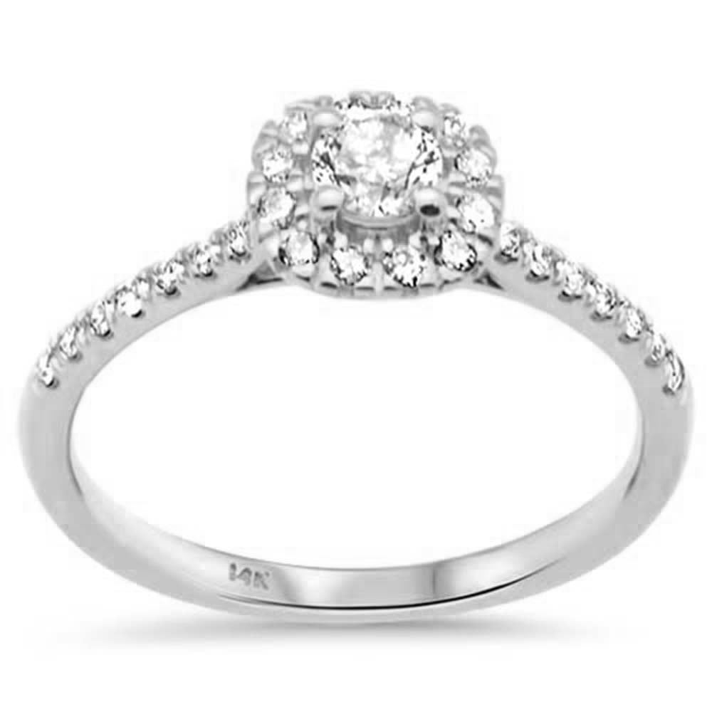 SPECIAL! .49ct G SI 14K White Gold Diamond Halo Engagement Ring Size 6.5