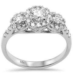 SPECIAL! .88ct G SI 14K White Gold Diamond Halo Engagement Ring Size 6.5