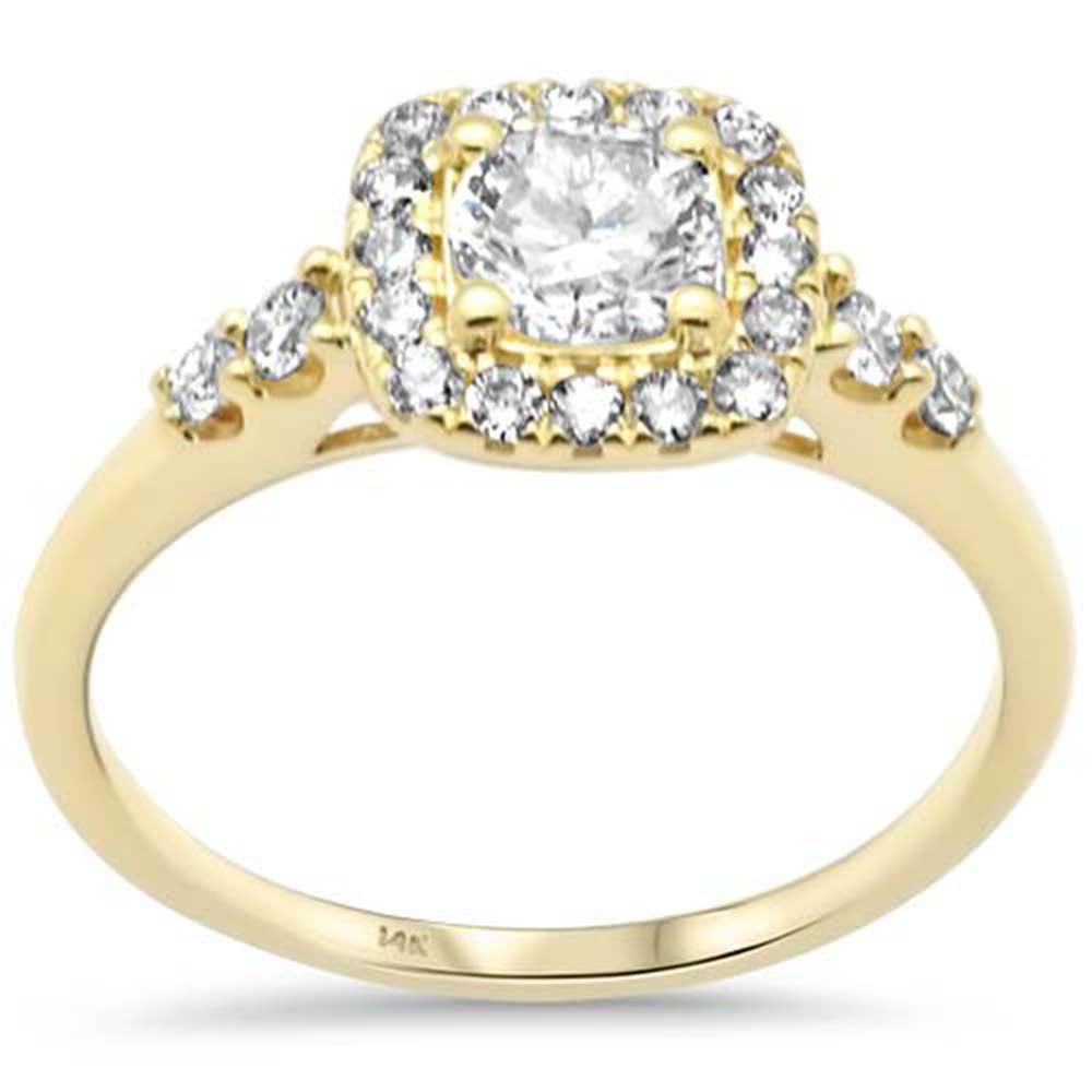 SPECIAL! .81ct G SI 14K Yellow Gold Cushion Shape Diamond Halo Engagement Ring Size 6.5