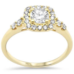 SPECIAL! .81ct G SI 14K Yellow Gold Cushion Shape Diamond Halo Engagement Ring Size 6.5