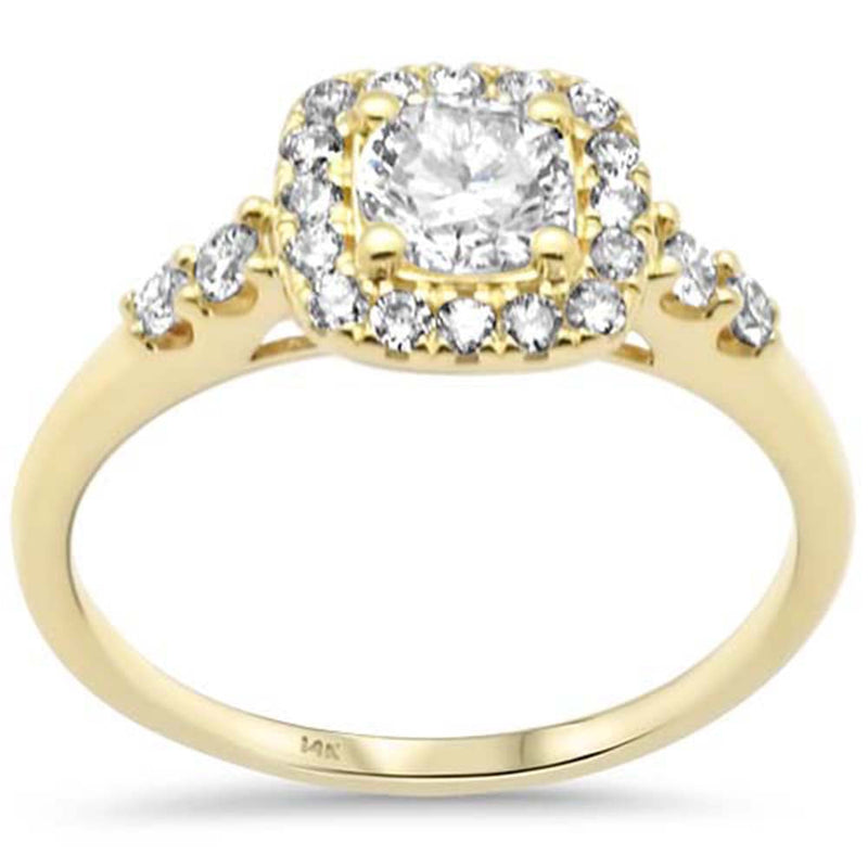 SPECIAL! .81ct G SI 14K Yellow Gold Cushion Shape Diamond Halo Engagement Ring Size 6.5