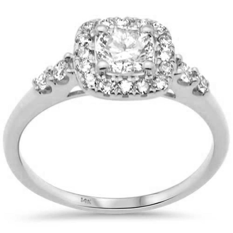 SPECIAL! .81ct G SI 14K White Gold Cushion Shape Diamond Halo Engagement Ring Size 6.5