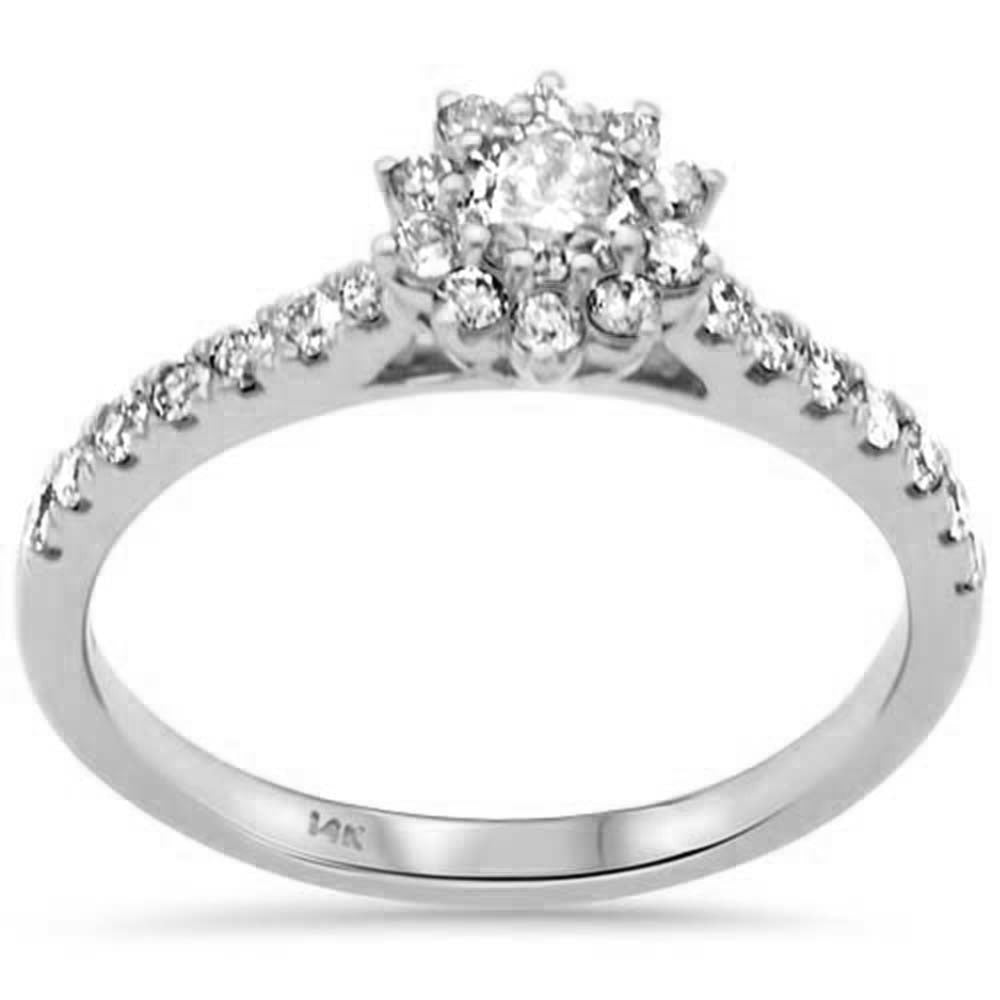 SPECIAL! .69ct G SI 14K White Gold Diamond Halo Engagement Ring Size 6.5
