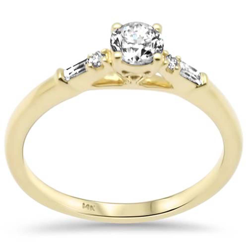 SPECIAL! .46ct G SI 14K Yellow Gold Round & Baguette Diamond Engagement Ring Size 6.5