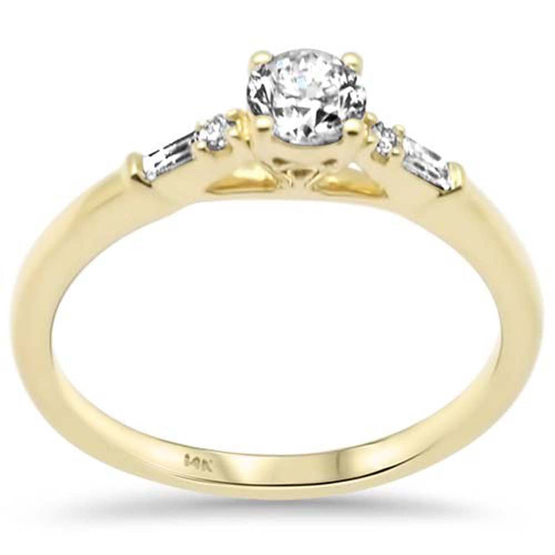 SPECIAL! .46ct G SI 14K Yellow Gold Round & Baguette Diamond Engagement Ring Size 6.5