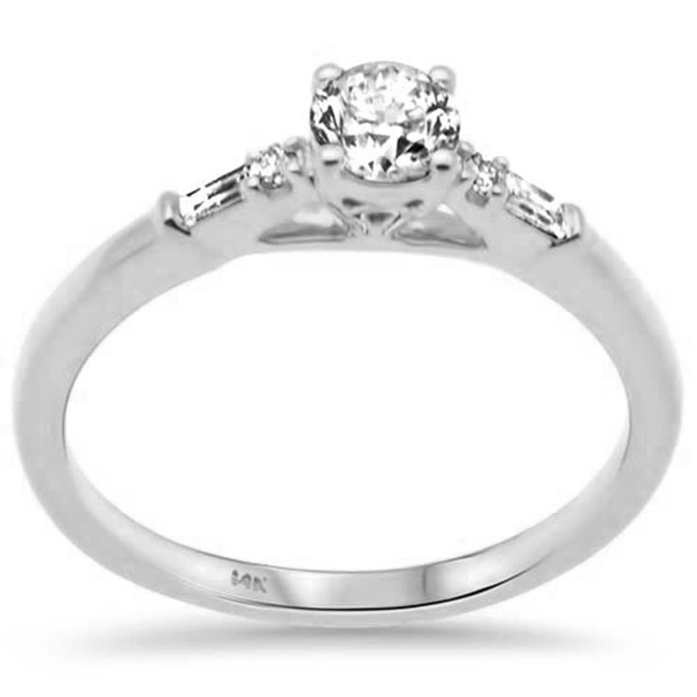 SPECIAL! .46ct G SI 14K White Gold Round & Baguette Diamond Engagement Ring Size 6.5