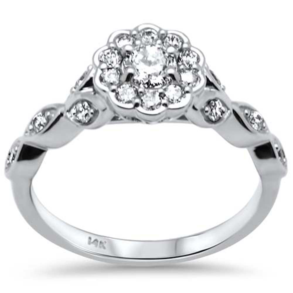 SPECIAL! .53ct G SI 14K White Gold Diamond Flower Style Halo Engagement Ring Size 6.5