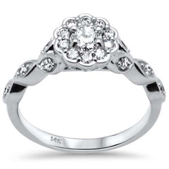 SPECIAL! .53ct G SI 14K White Gold Diamond Flower Style Halo Engagement Ring Size 6.5