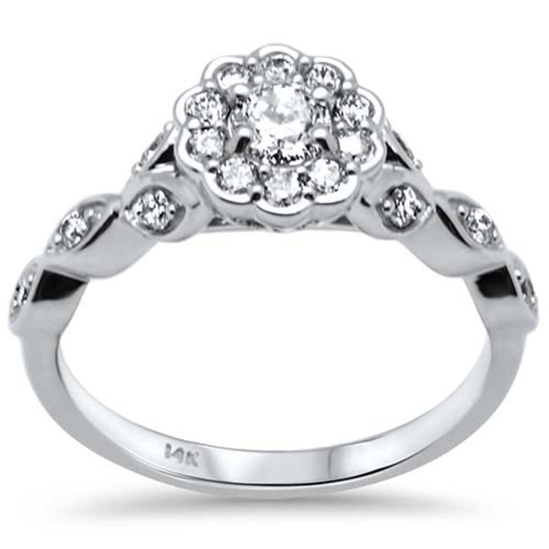 SPECIAL! .53ct G SI 14K White Gold Diamond Flower Style Halo Engagement Ring Size 6.5