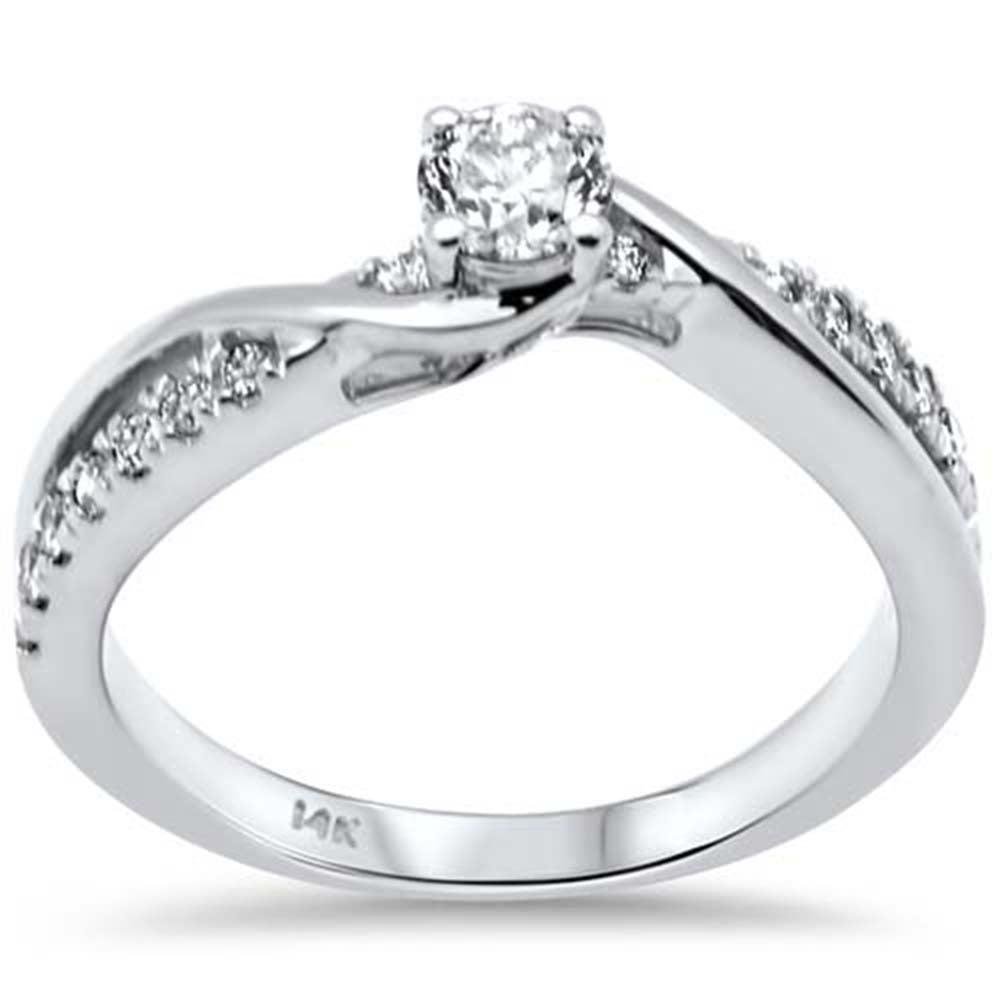 SPECIAL! .55ct Side Diamonds G SI 14K White Gold Round Diamond Engagement Ring Size 6.5