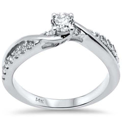 SPECIAL! .55ct Side Diamonds G SI 14K White Gold Round Diamond Engagement Ring Size 6.5