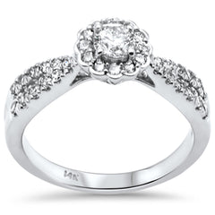 SPECIAL! .75ct G SI 14K White Gold Diamond Halo Engagement Ring Size 6.5