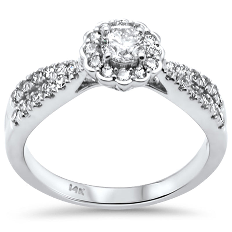SPECIAL! .75ct G SI 14K White Gold Diamond Halo Engagement Ring Size 6.5