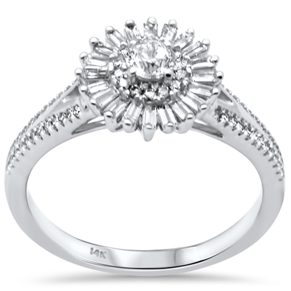 SPECIAL! .53ct G SI 14K White Gold Round & Baguette Diamond Engagement Ring Size 6.5