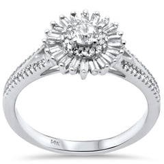 SPECIAL! .53ct G SI 14K White Gold Round & Baguette Diamond Engagement Ring Size 6.5