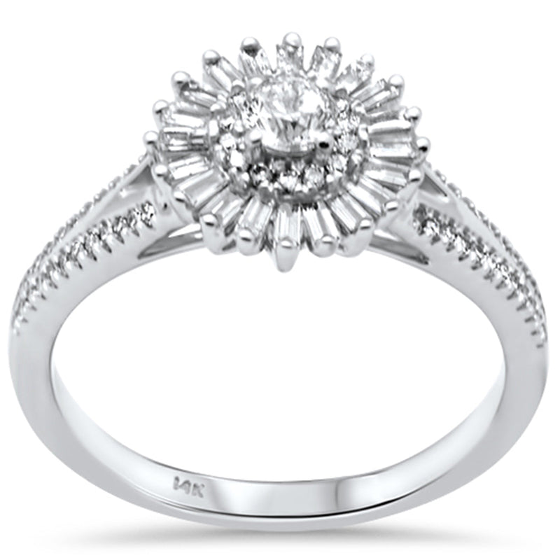 SPECIAL! .53ct G SI 14K White Gold Round & Baguette Diamond Engagement Ring Size 6.5