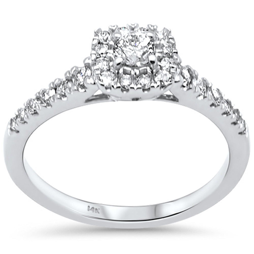 SPECIAL! .60ct Side Diamonds G SI 14K White Gold Diamond Cushion Shape Halo Engagement Ring Size 6.5