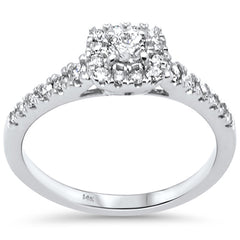 SPECIAL! .60ct Side Diamonds G SI 14K White Gold Diamond Cushion Shape Halo Engagement Ring Size 6.5