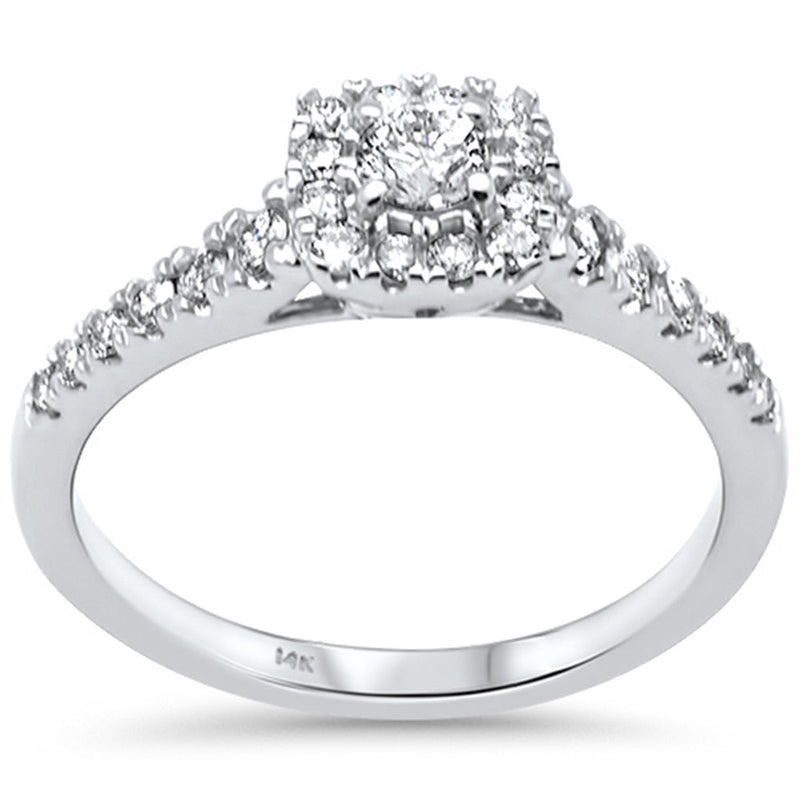 SPECIAL! .60ct Side Diamonds G SI 14K White Gold Diamond Cushion Shape Halo Engagement Ring Size 6.5