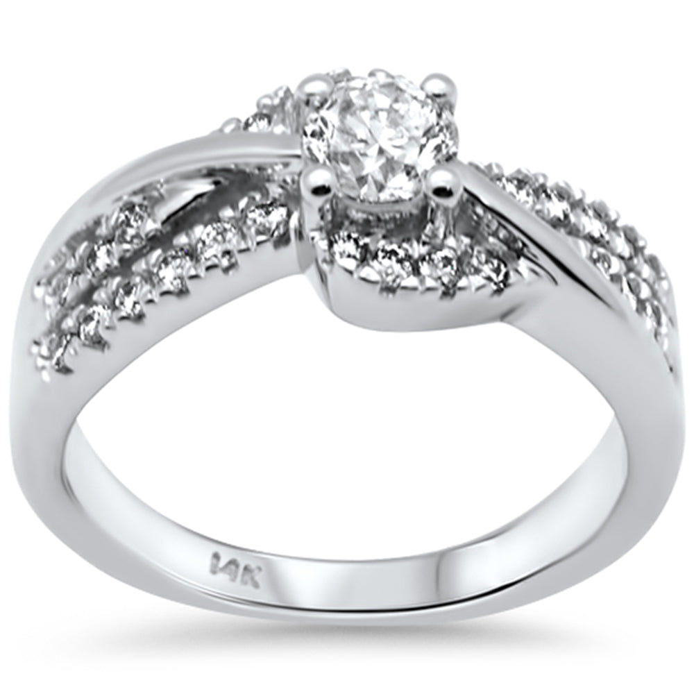SPECIAL! .85ct G SI 14K White Gold Round Diamond Wrap Around Engagement Ring Size 6.5