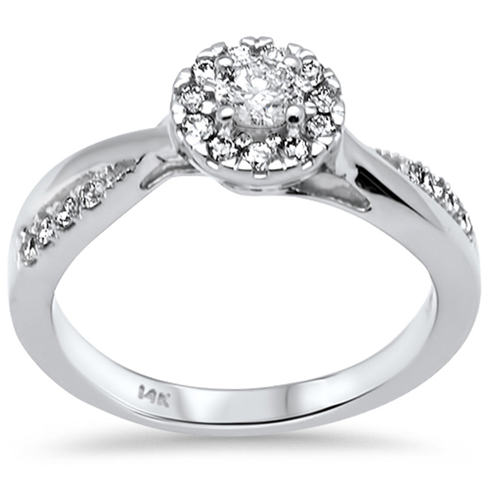 SPECIAL! .48ct G SI 14K White Gold Diamond Halo Engagement Ring Size 6.5