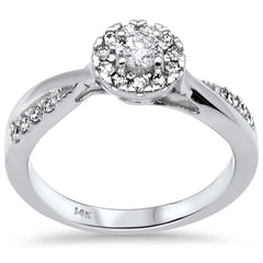 SPECIAL! .48ct G SI 14K White Gold Diamond Halo Engagement Ring Size 6.5