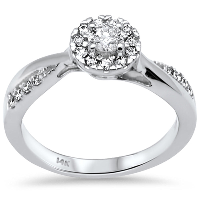 SPECIAL! .48ct G SI 14K White Gold Diamond Halo Engagement Ring Size 6.5