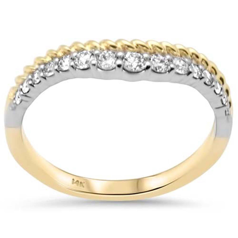 SPECIAL!.34ct G SI 14K Two Tone Diamond Twisted Band Ring  Size 7