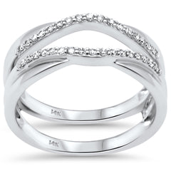 SPECIAL!.20ct G SI 14K White Gold Diamond Double Shank Open Band Ring Guard Size 7