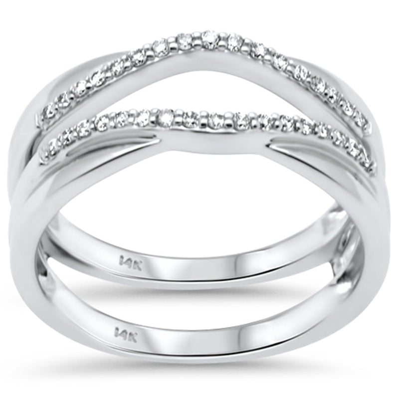 SPECIAL!.20ct G SI 14K White Gold Diamond Double Shank Open Band Ring Guard Size 7