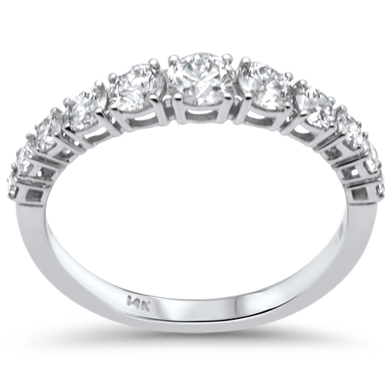 SPECIAL!1.00ct G SI 14K White Gold Diamond Graduated Band Ring Size 7