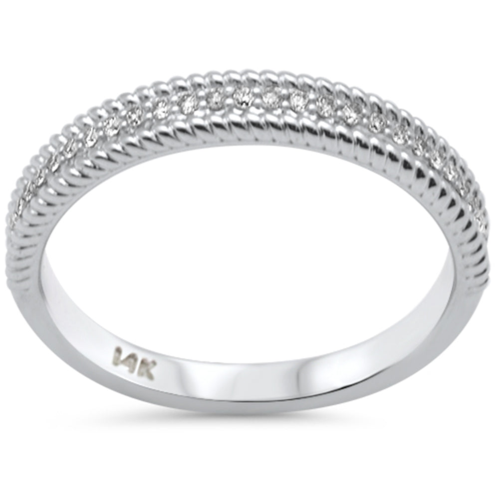 SPECIAL!.13ct G SI 14K White Gold Diamond Beaded Band Ring  Size 7