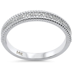 SPECIAL!.13ct G SI 14K White Gold Diamond Beaded Band Ring  Size 7