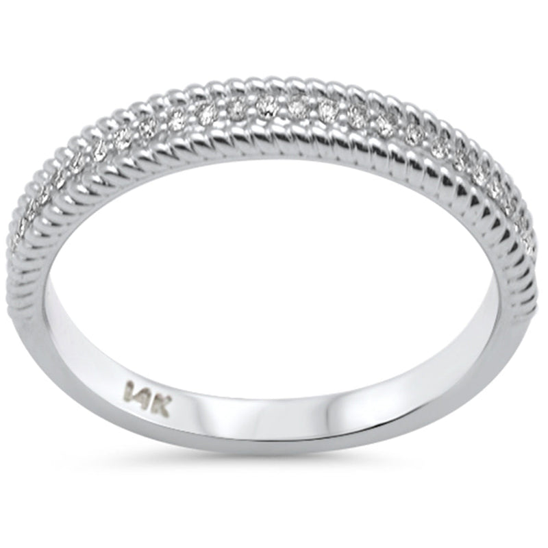 SPECIAL!.13ct G SI 14K White Gold Diamond Beaded Band Ring  Size 7