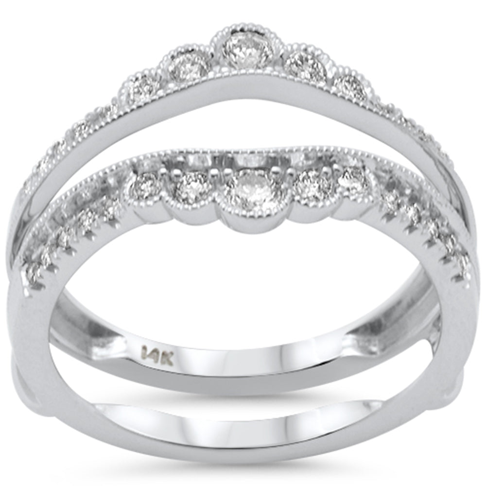 SPECIAL!.50ct G SI 14K White Gold Diamond Double Shank Open Band Ring  Size 7