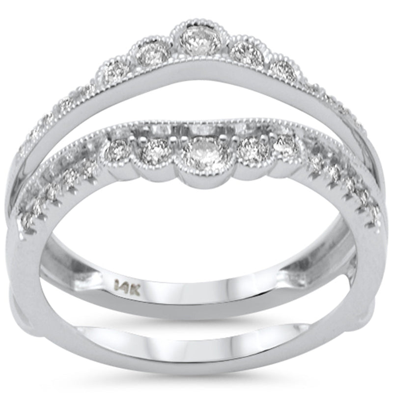 SPECIAL!.50ct G SI 14K White Gold Diamond Double Shank Open Band Ring  Size 7