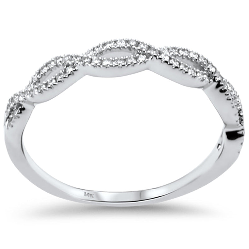.17ct G SI 14K White Gold Diamond Twisted Band Ring Size 6.5