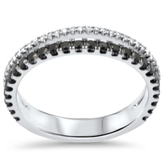 SPECIAL! .60ct G SI 14K White Gold Black & White Diamond Band Ring  Size 7