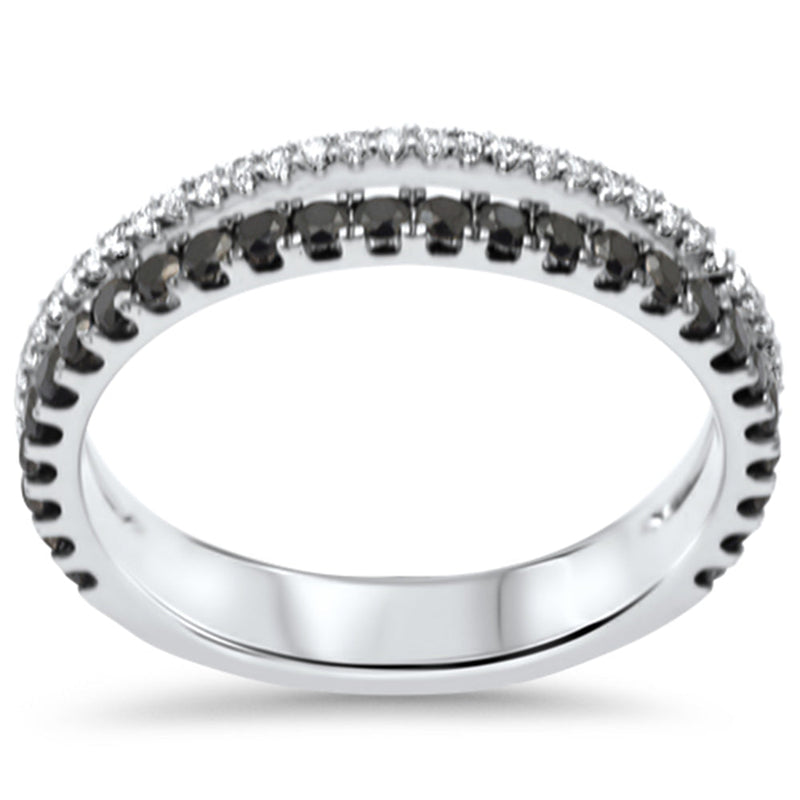 SPECIAL! .60ct G SI 14K White Gold Black & White Diamond Band Ring  Size 7