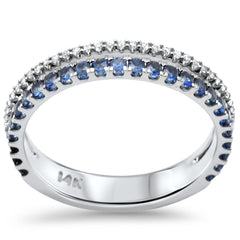 SPECIAL! .66ct G SI 14K White Gold Diamond & Blue Sapphire Gemstones Band Ring  Size 7