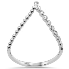 .10ct G SI 14K White Gold Diamond Bezel Set V Shape Band Ring  Size 6.5