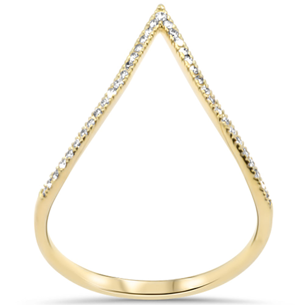 .12ct G SI 14K Yellow Gold Diamond V Shape Ladies Band Ring Size 6.5