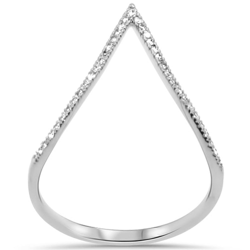 .14ct G SI 14K White Gold Diamond V Shape Ladies Band Ring Size 6.5