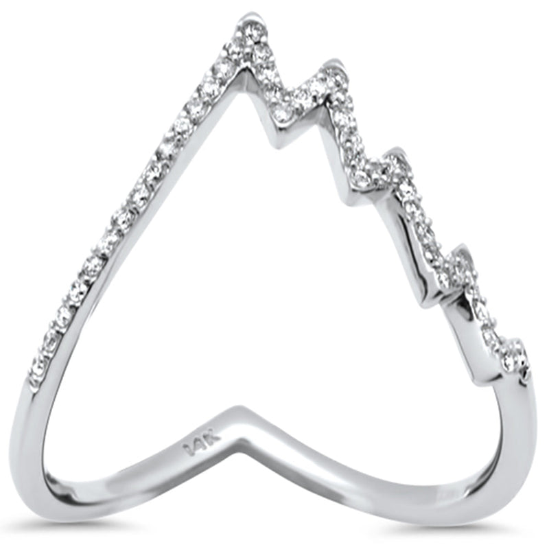 .19ct G SI 14K White Gold Diamond Heartbeat Style Band Ring  Size 6.5