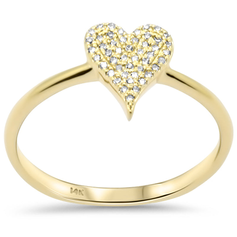 .09ct G SI 14K Yellow Gold Diamond Heart Shape Band Ring  Size 6.5